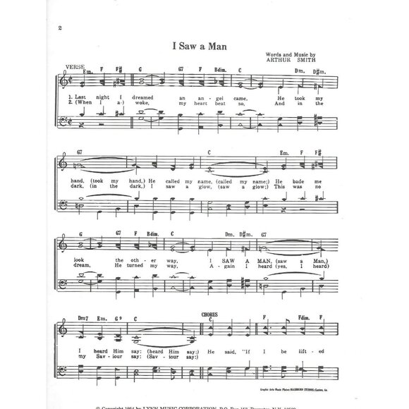 I saw a Man Sheet Music by Arthur Smith 1954 Shaped Note Edition Gospel Christia - Picture 3 of 3